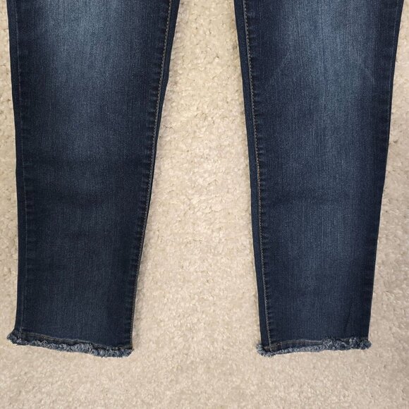 Democracy Womens Ab Technology Tapered Jeans Raw Hem Size 2 Blue Stretch Casual - Picture 2 of 13